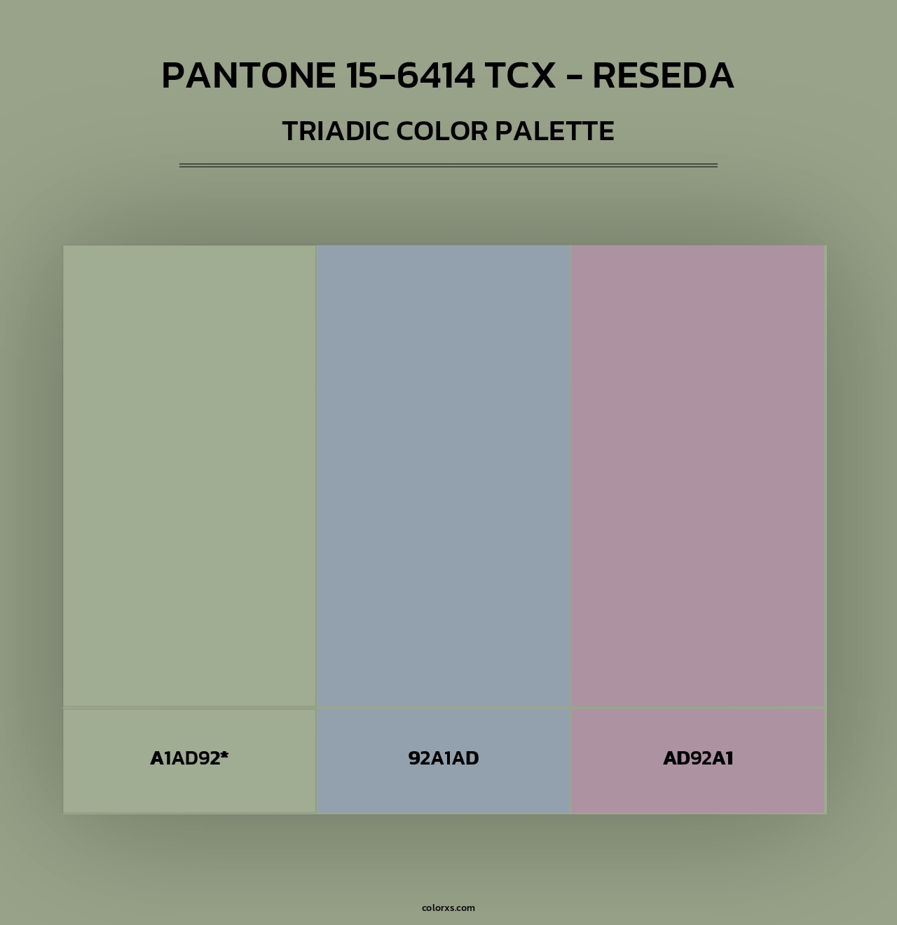 PANTONE 15-6414 TCX - Reseda - Triadic Color Palette