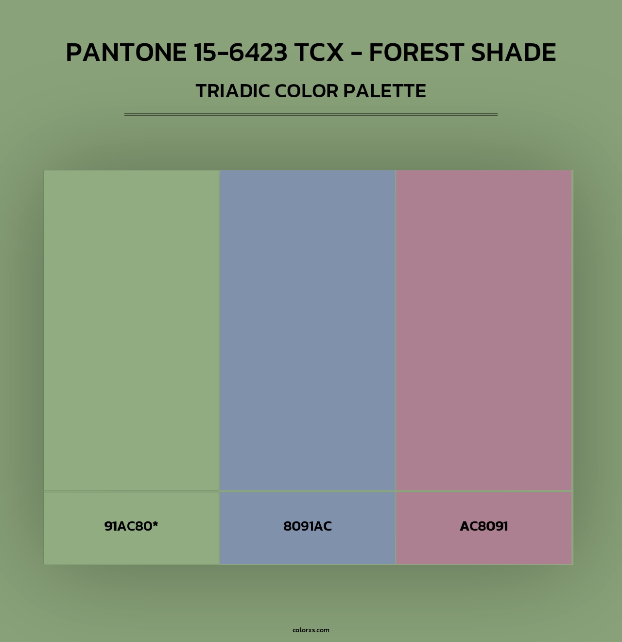 PANTONE 15-6423 TCX - Forest Shade - Triadic Color Palette