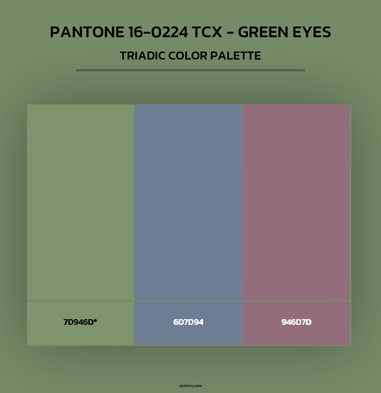 PANTONE 16-0224 TCX - Green Eyes - Triadic Color Palette