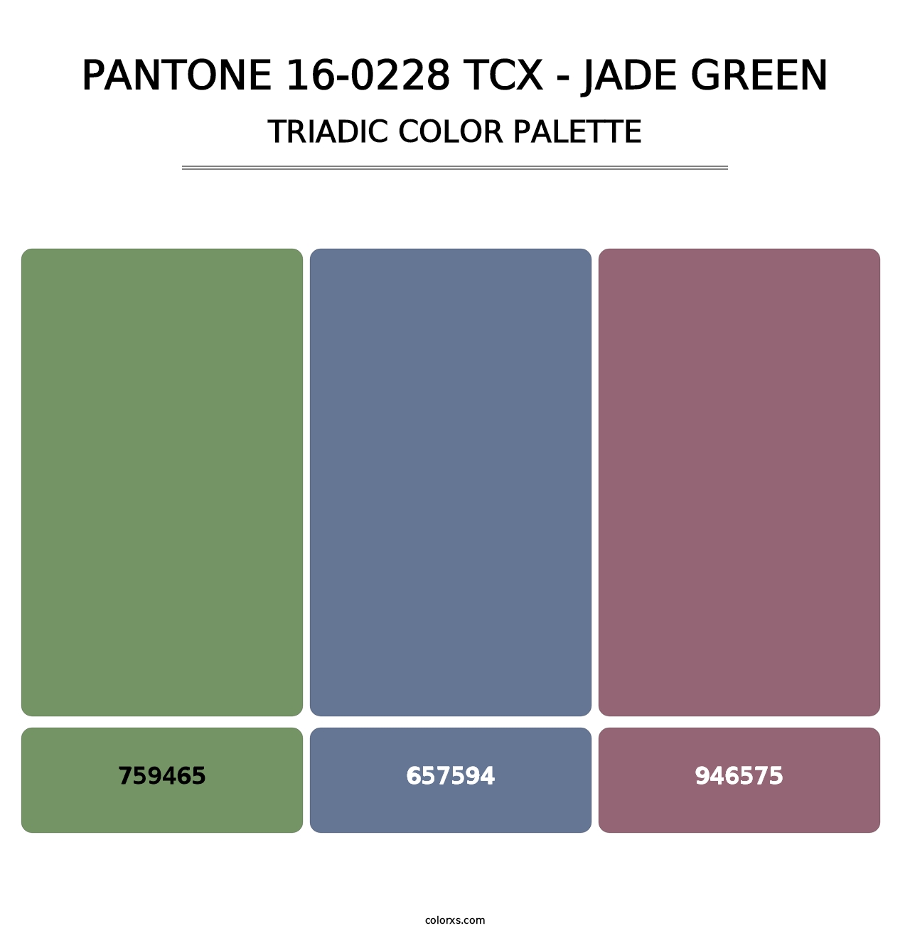 PANTONE 16-0228 TCX - Jade Green - Triadic Color Palette