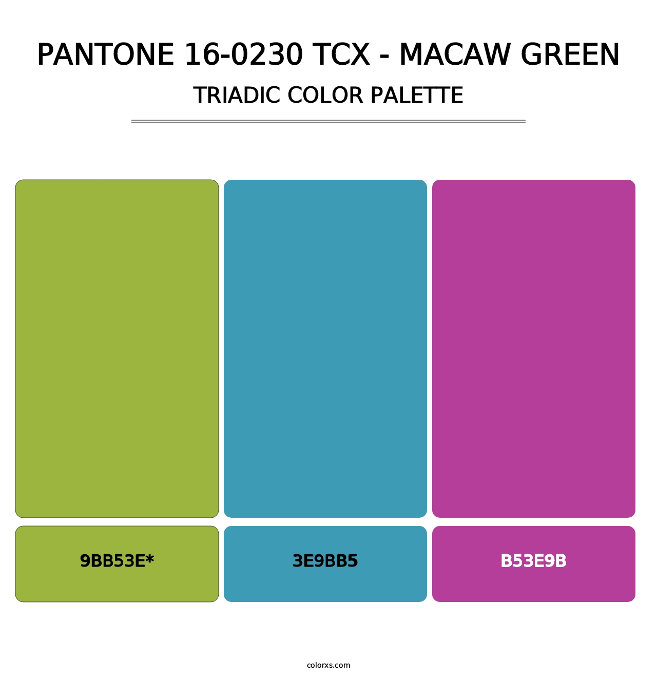 PANTONE 16-0230 TCX - Macaw Green - Triadic Color Palette