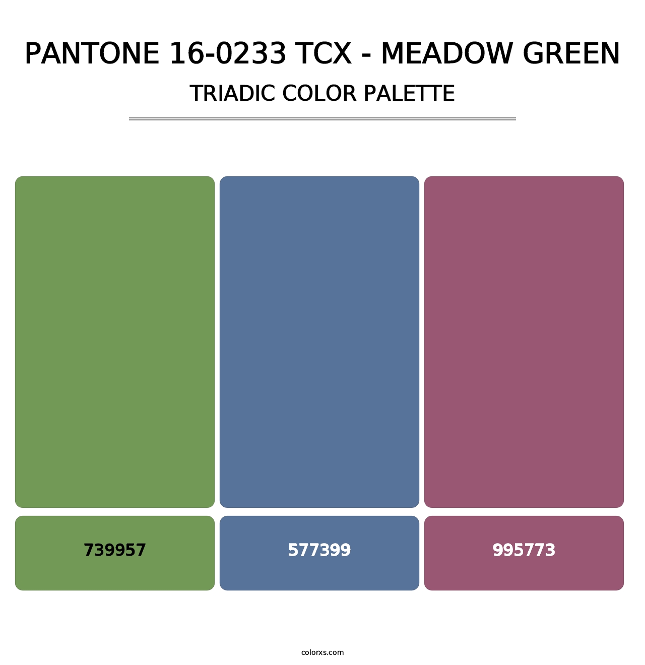 PANTONE 16-0233 TCX - Meadow Green - Triadic Color Palette