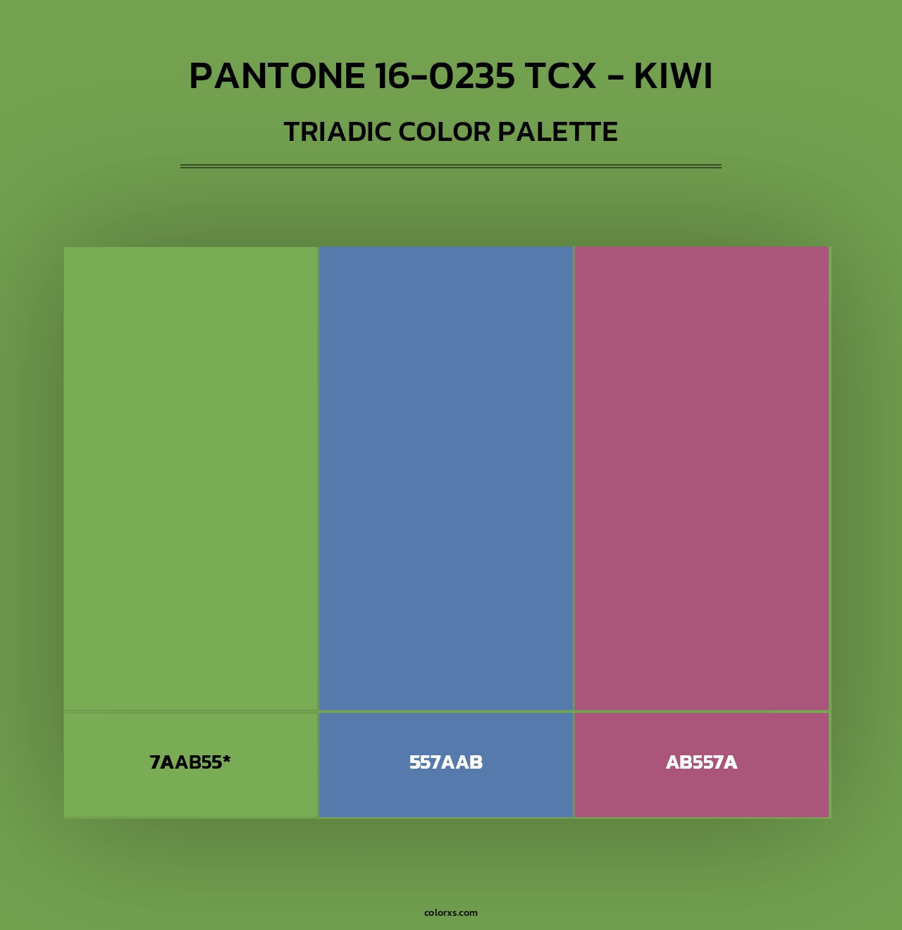 PANTONE 16-0235 TCX - Kiwi - Triadic Color Palette