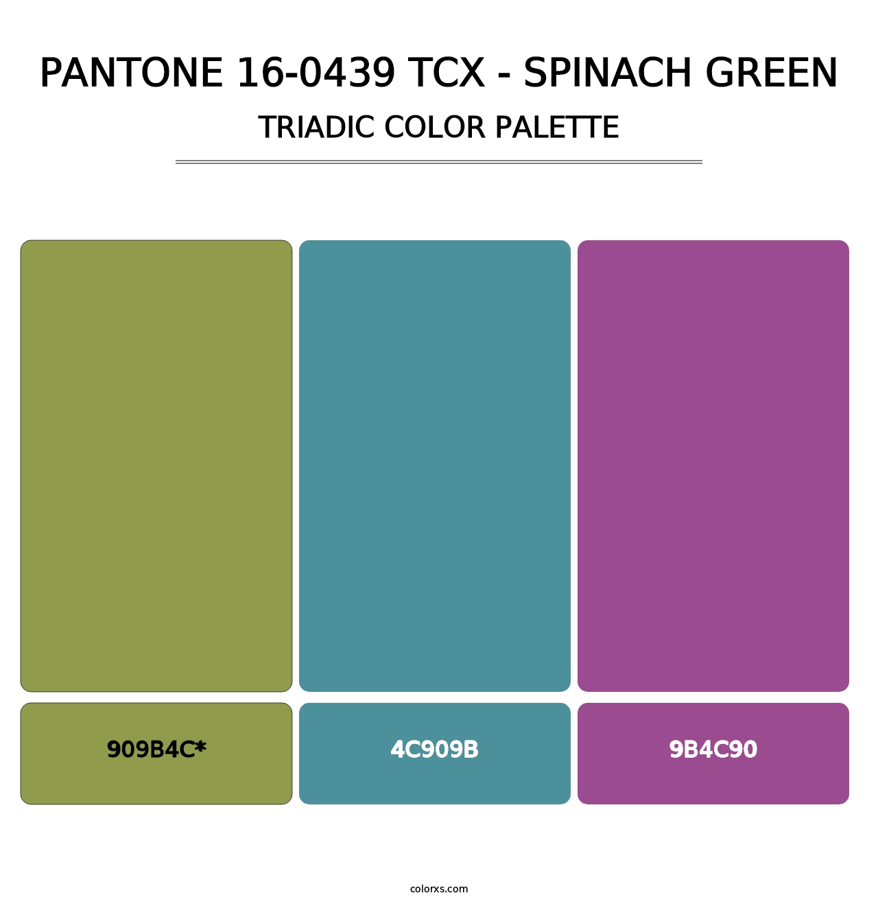 PANTONE 16-0439 TCX - Spinach Green - Triadic Color Palette