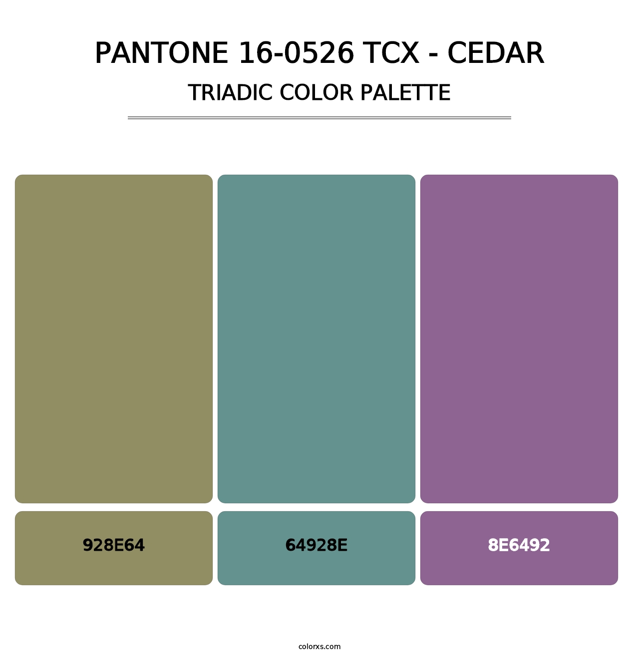 PANTONE 16-0526 TCX - Cedar - Triadic Color Palette