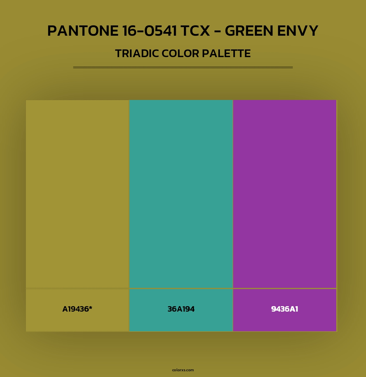 PANTONE 16-0541 TCX - Green Envy - Triadic Color Palette