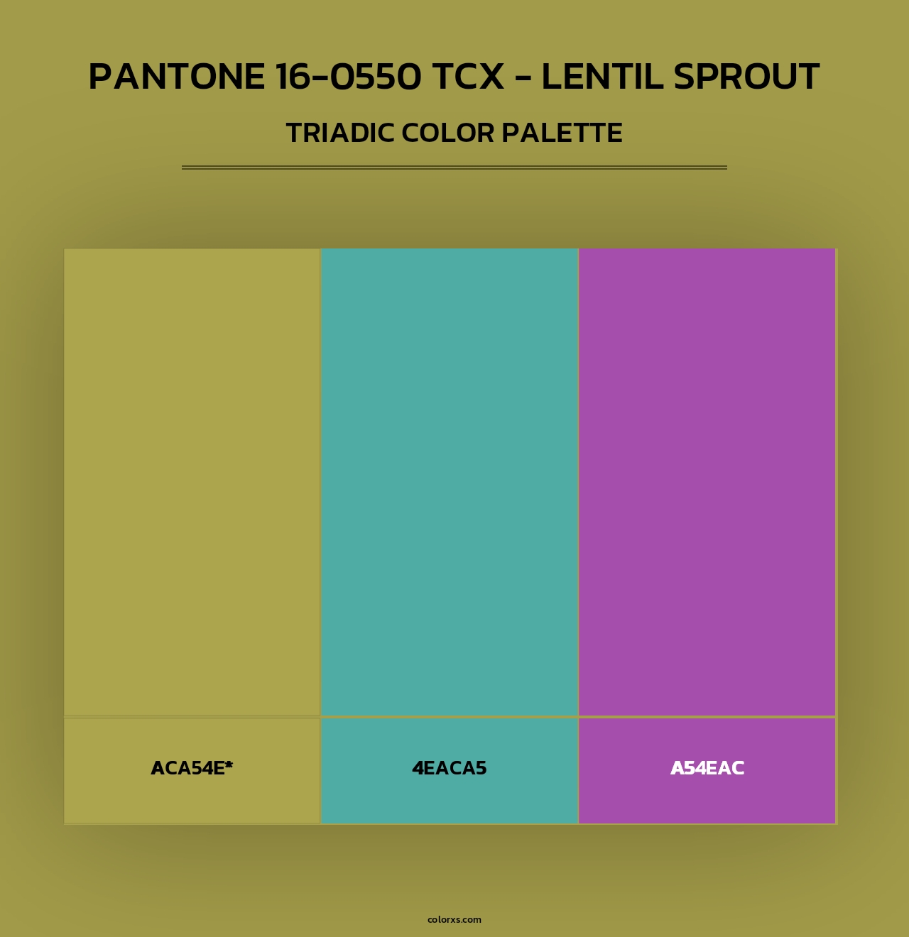 PANTONE 16-0550 TCX - Lentil Sprout - Triadic Color Palette