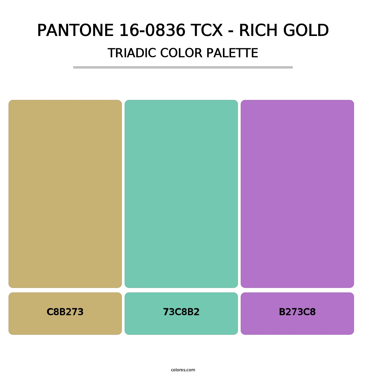 PANTONE 16-0836 TCX - Rich Gold - Triadic Color Palette