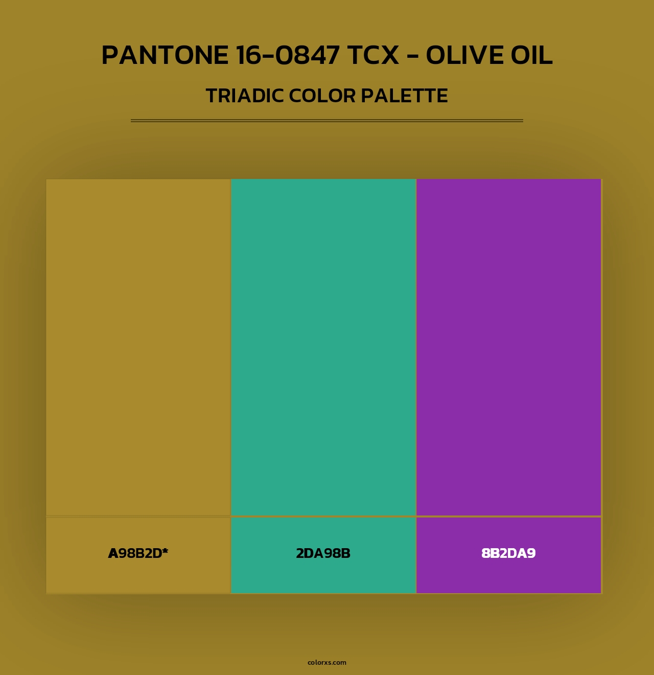 PANTONE 16-0847 TCX - Olive Oil - Triadic Color Palette