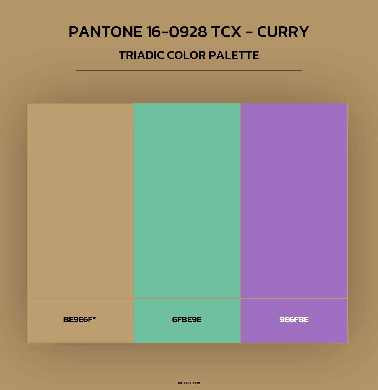 PANTONE 16-0928 TCX - Curry - Triadic Color Palette