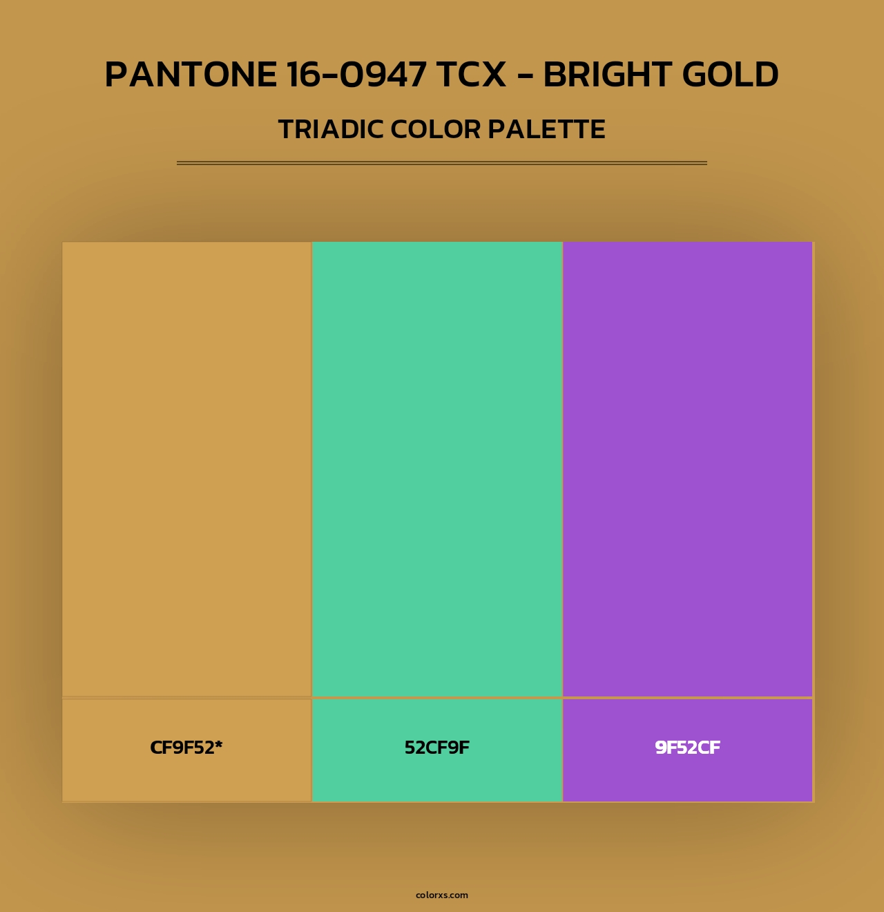 PANTONE 16-0947 TCX - Bright Gold - Triadic Color Palette