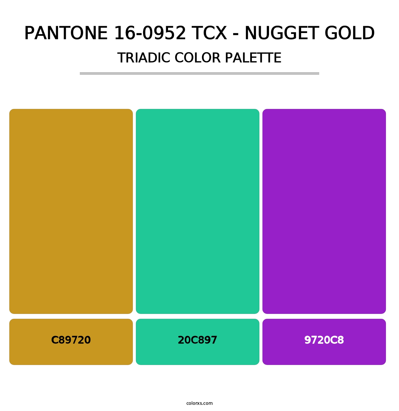 PANTONE 16-0952 TCX - Nugget Gold - Triadic Color Palette