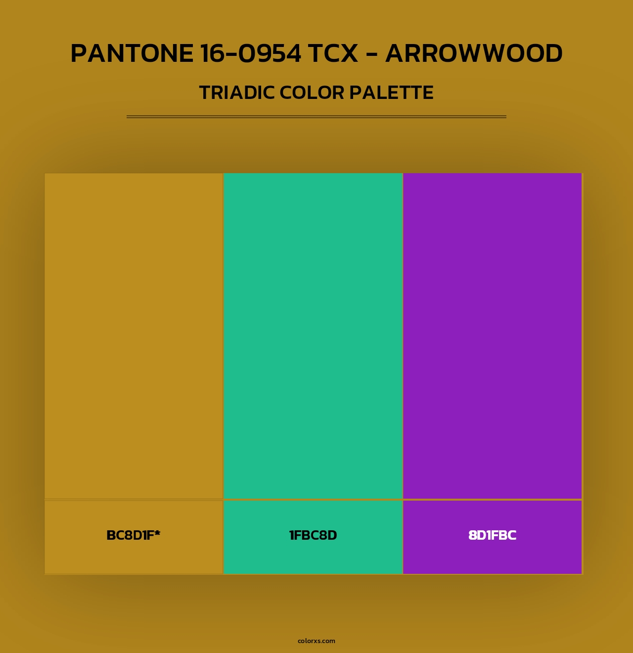 PANTONE 16-0954 TCX - Arrowwood - Triadic Color Palette