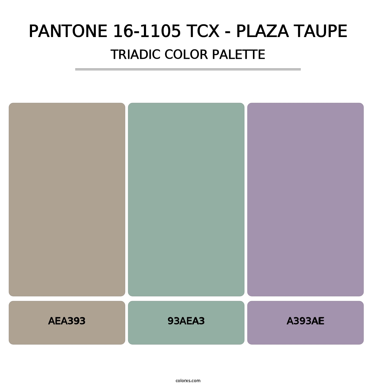 PANTONE 16-1105 TCX - Plaza Taupe - Triadic Color Palette