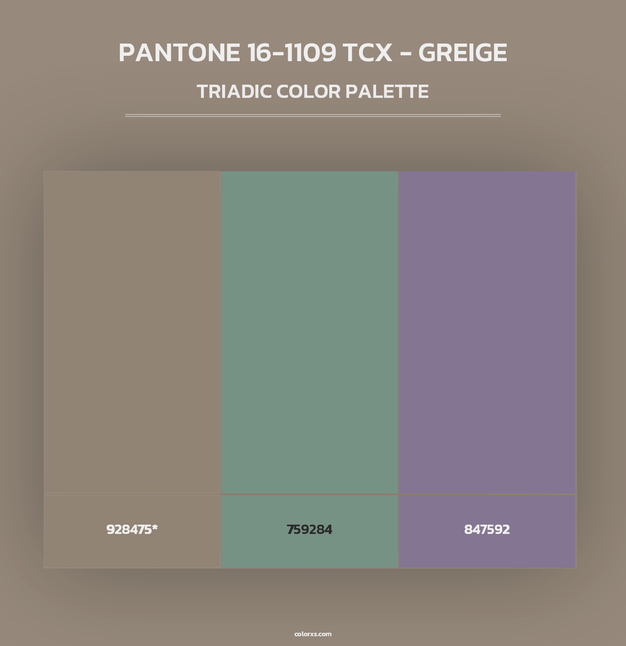 PANTONE 16-1109 TCX - Greige - Triadic Color Palette