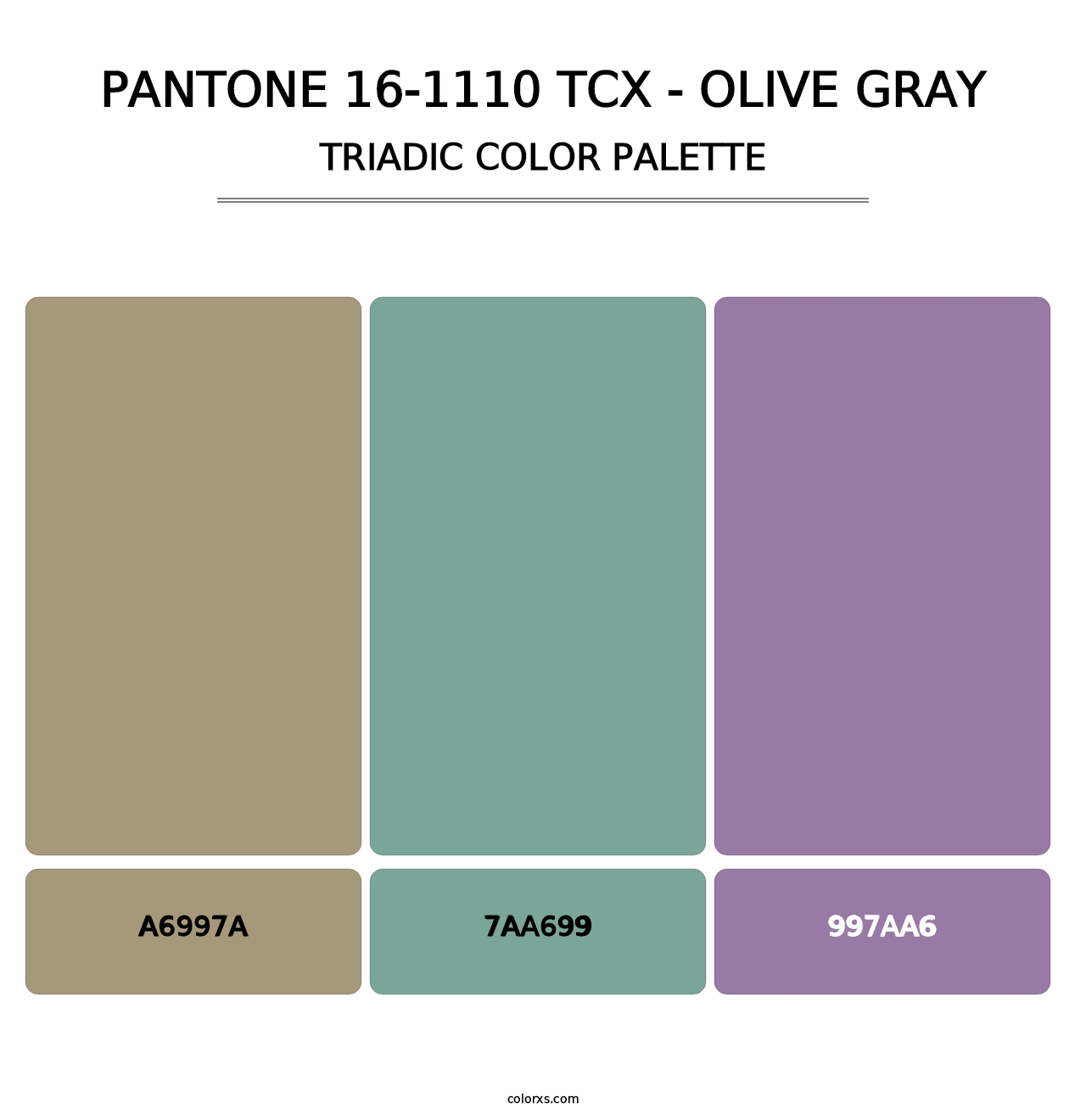 PANTONE 16-1110 TCX - Olive Gray - Triadic Color Palette