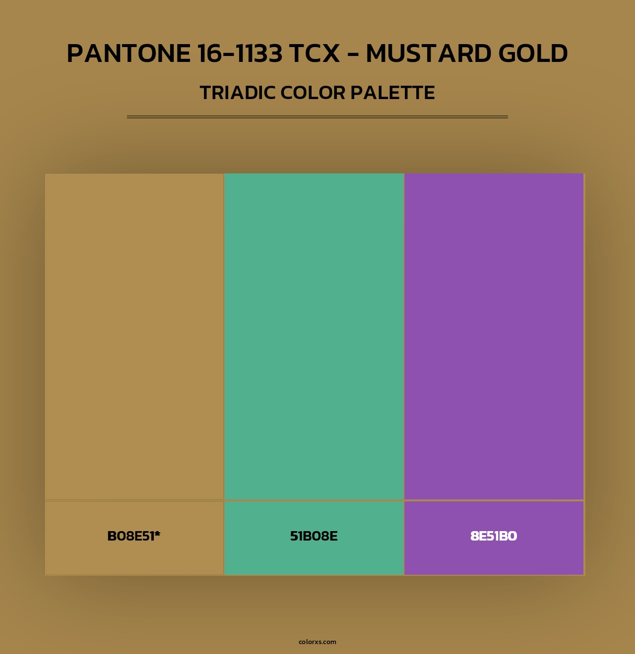 PANTONE 16-1133 TCX - Mustard Gold - Triadic Color Palette