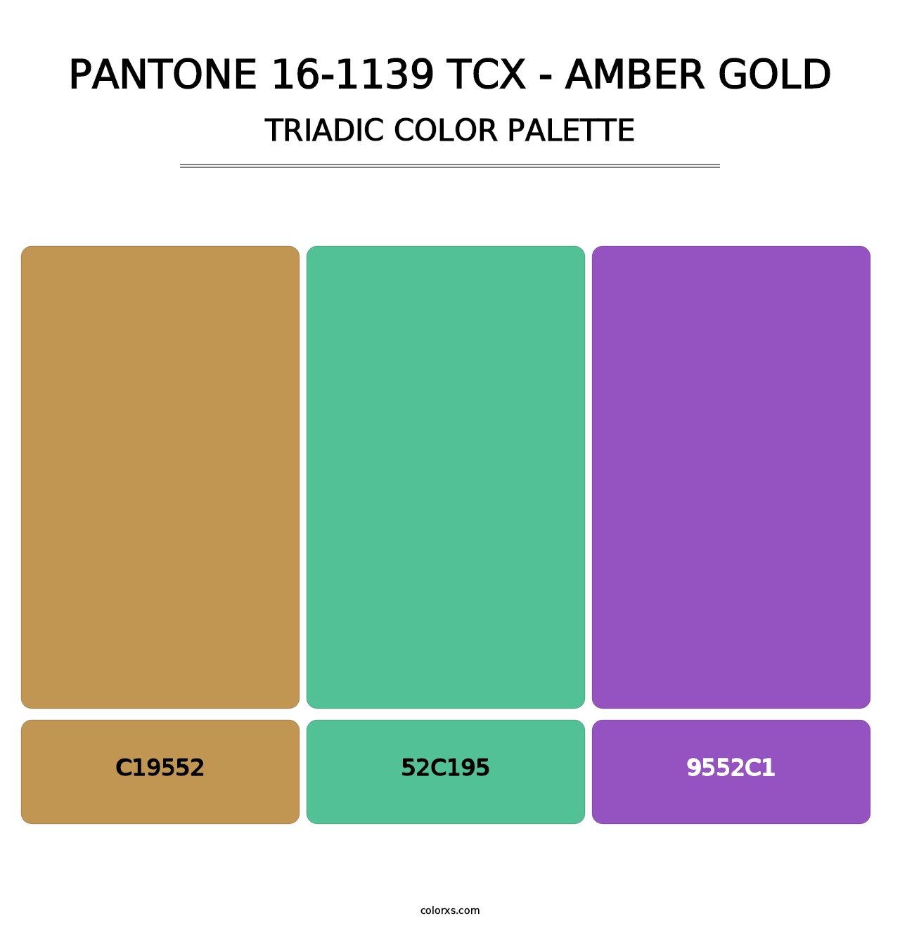 PANTONE 16-1139 TCX - Amber Gold - Triadic Color Palette
