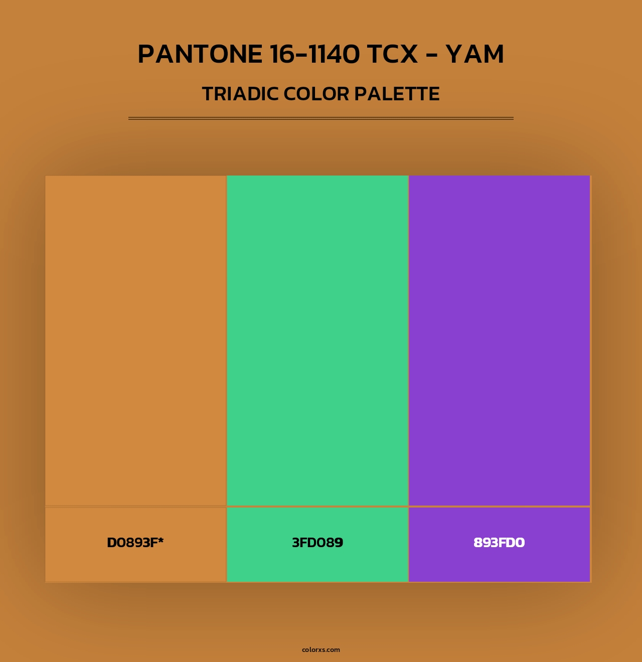 PANTONE 16-1140 TCX - Yam - Triadic Color Palette