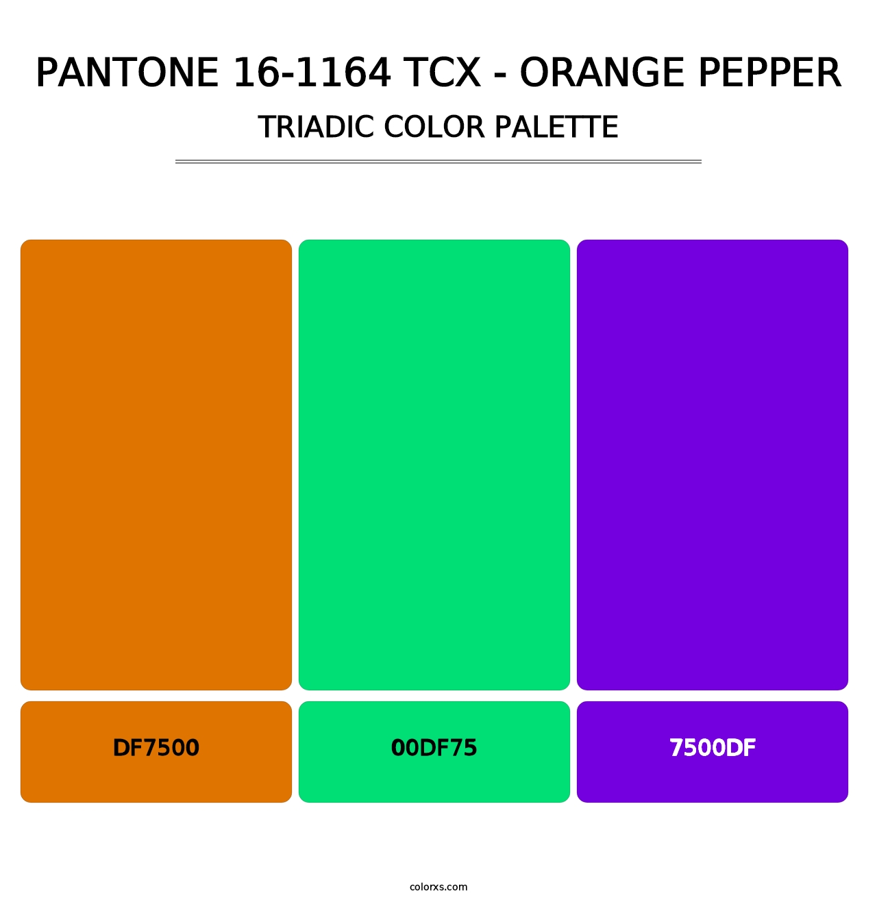 PANTONE 16-1164 TCX - Orange Pepper - Triadic Color Palette
