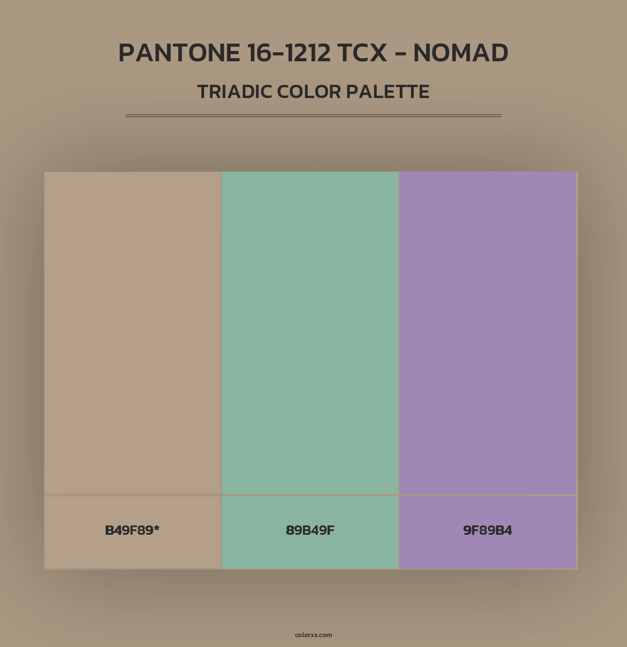 PANTONE 16-1212 TCX - Nomad - Triadic Color Palette