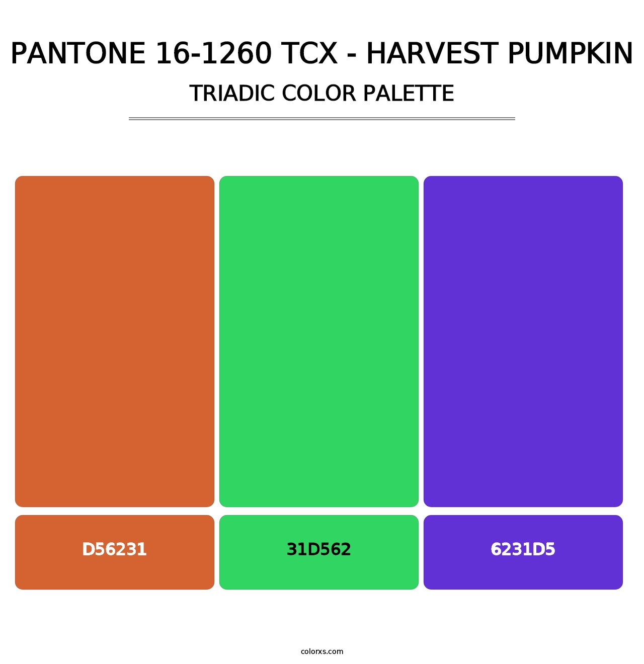 PANTONE 16-1260 TCX - Harvest Pumpkin - Triadic Color Palette