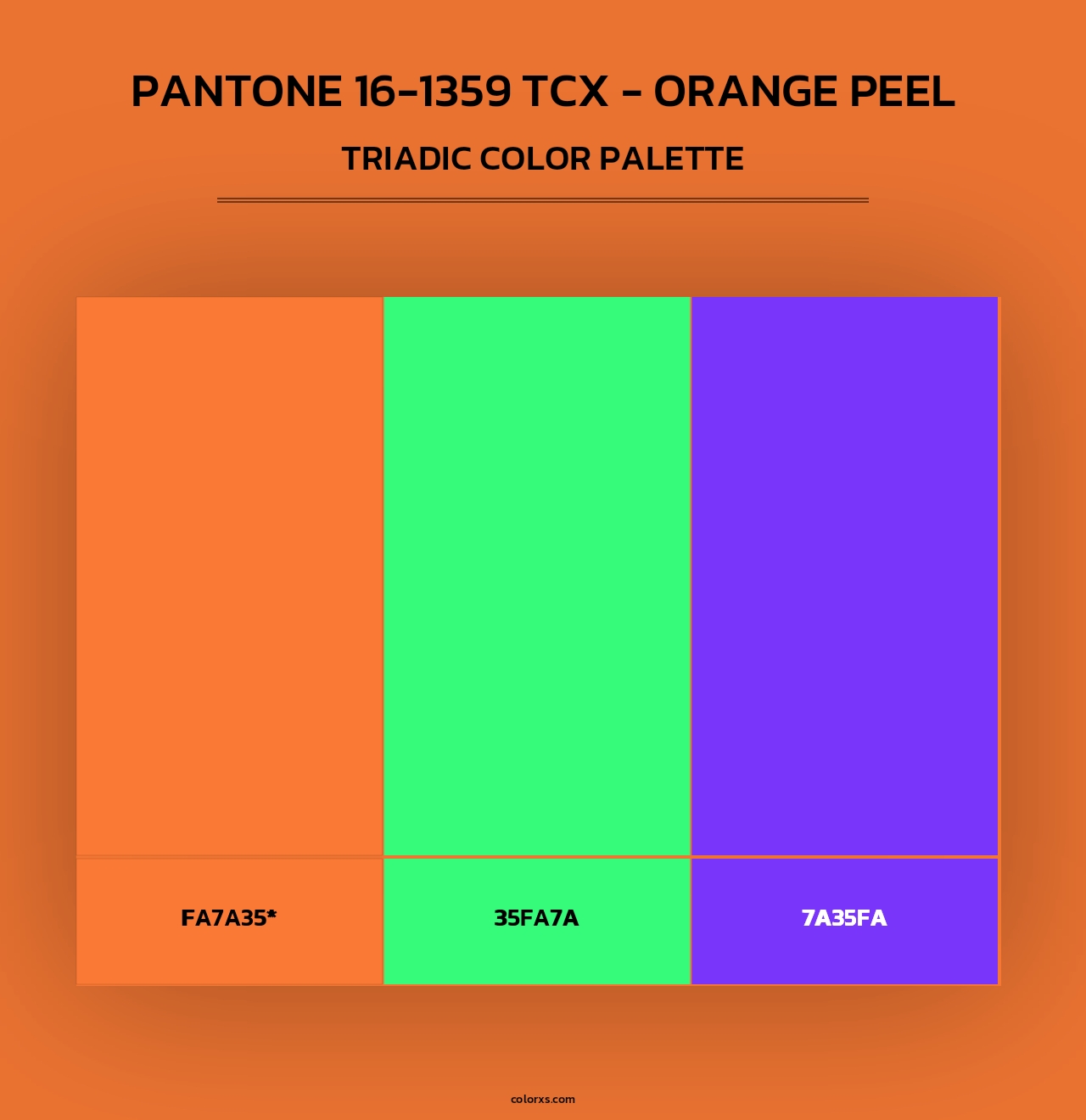 PANTONE 16-1359 TCX - Orange Peel - Triadic Color Palette