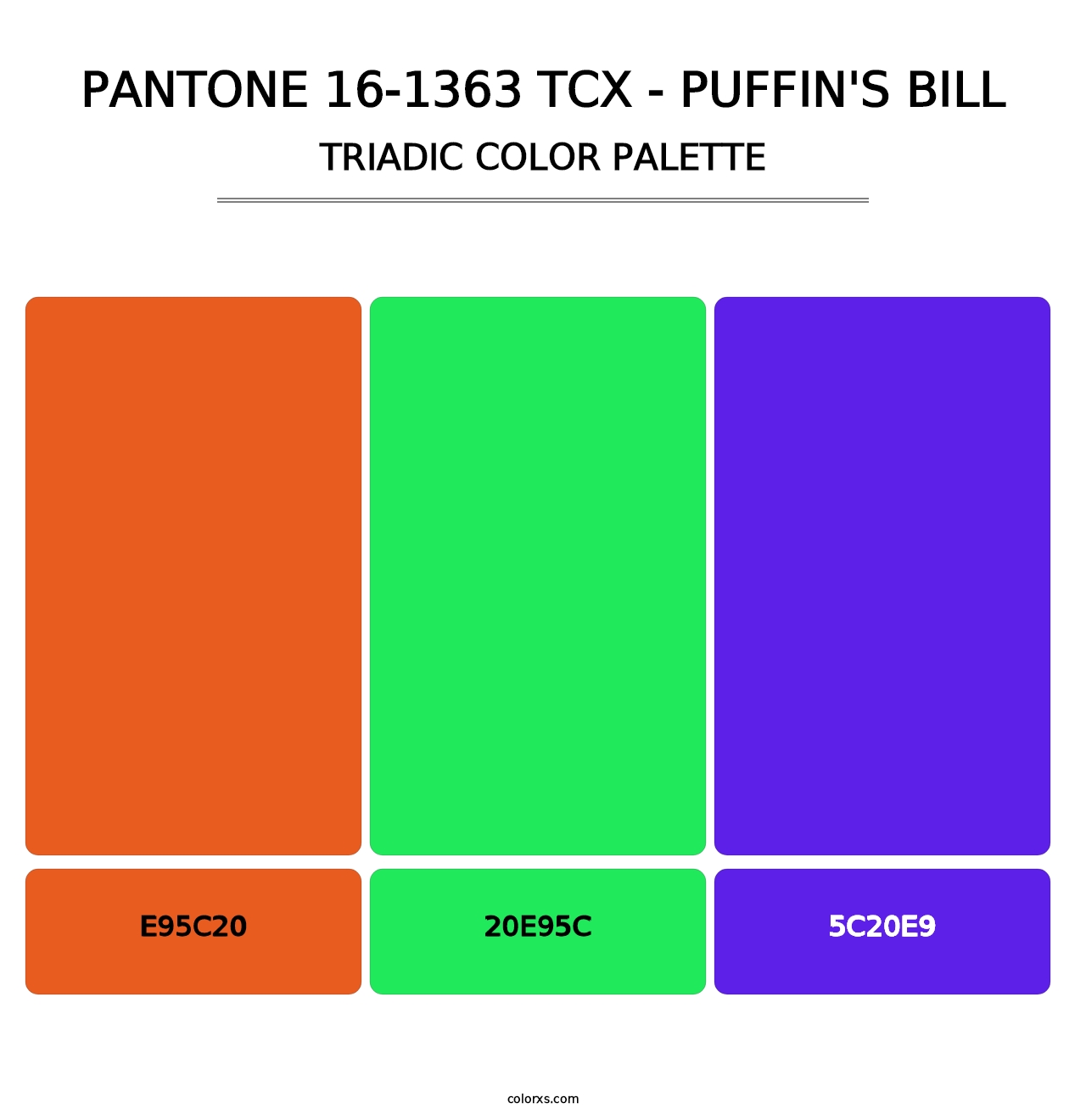 PANTONE 16-1363 TCX - Puffin's Bill - Triadic Color Palette