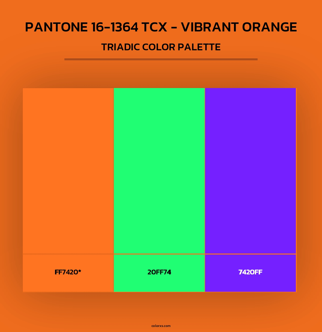PANTONE 16-1364 TCX - Vibrant Orange - Triadic Color Palette