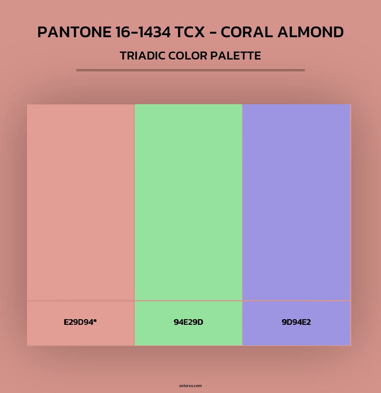 PANTONE 16-1434 TCX - Coral Almond - Triadic Color Palette