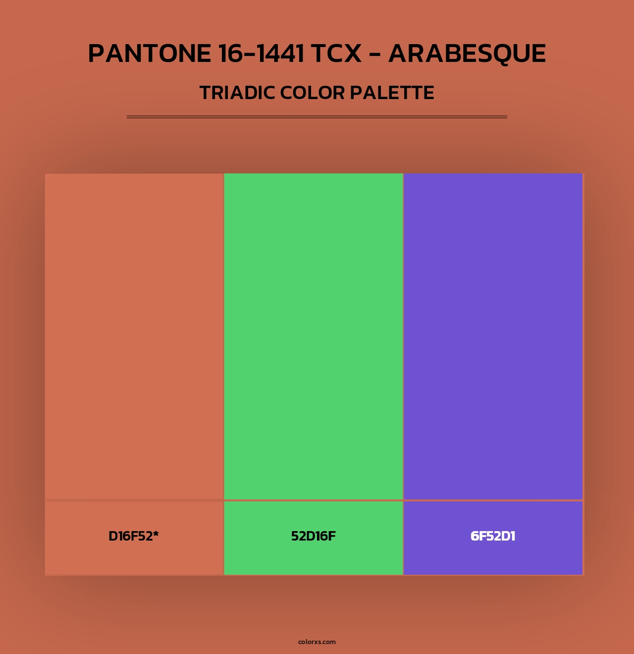 PANTONE 16-1441 TCX - Arabesque - Triadic Color Palette