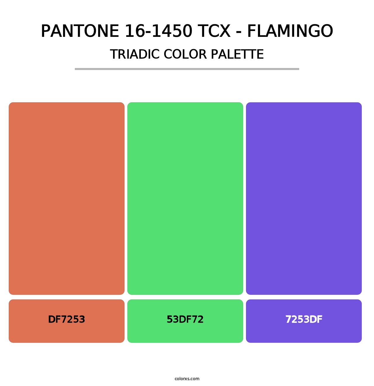 PANTONE 16-1450 TCX - Flamingo - Triadic Color Palette