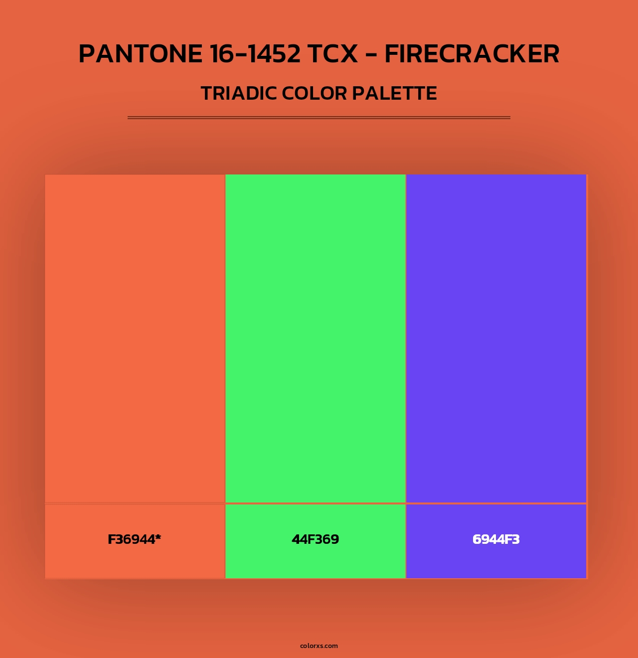 PANTONE 16-1452 TCX - Firecracker - Triadic Color Palette