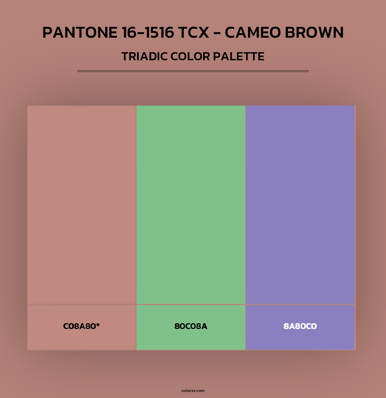 PANTONE 16-1516 TCX - Cameo Brown - Triadic Color Palette