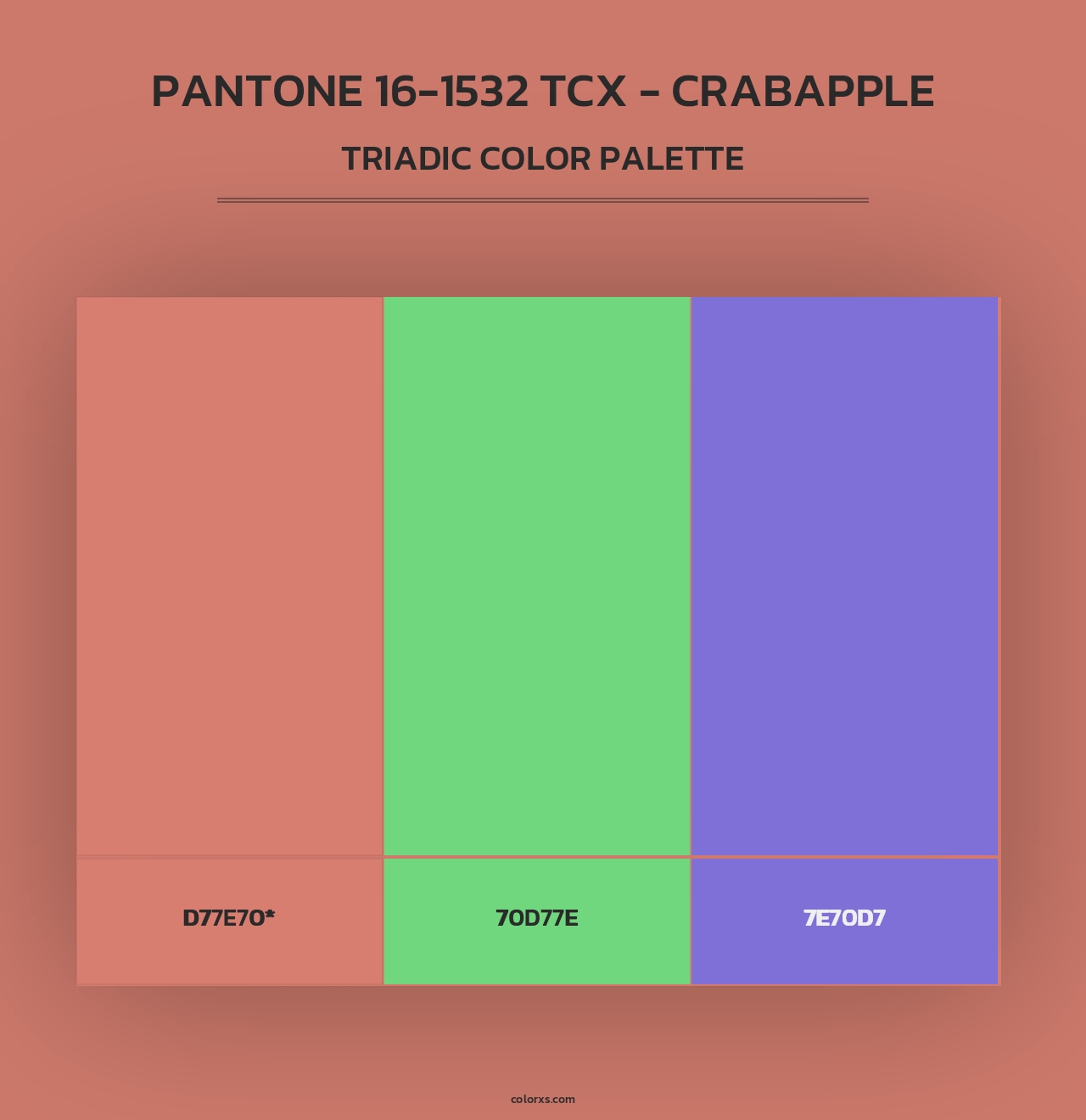 PANTONE 16-1532 TCX - Crabapple - Triadic Color Palette