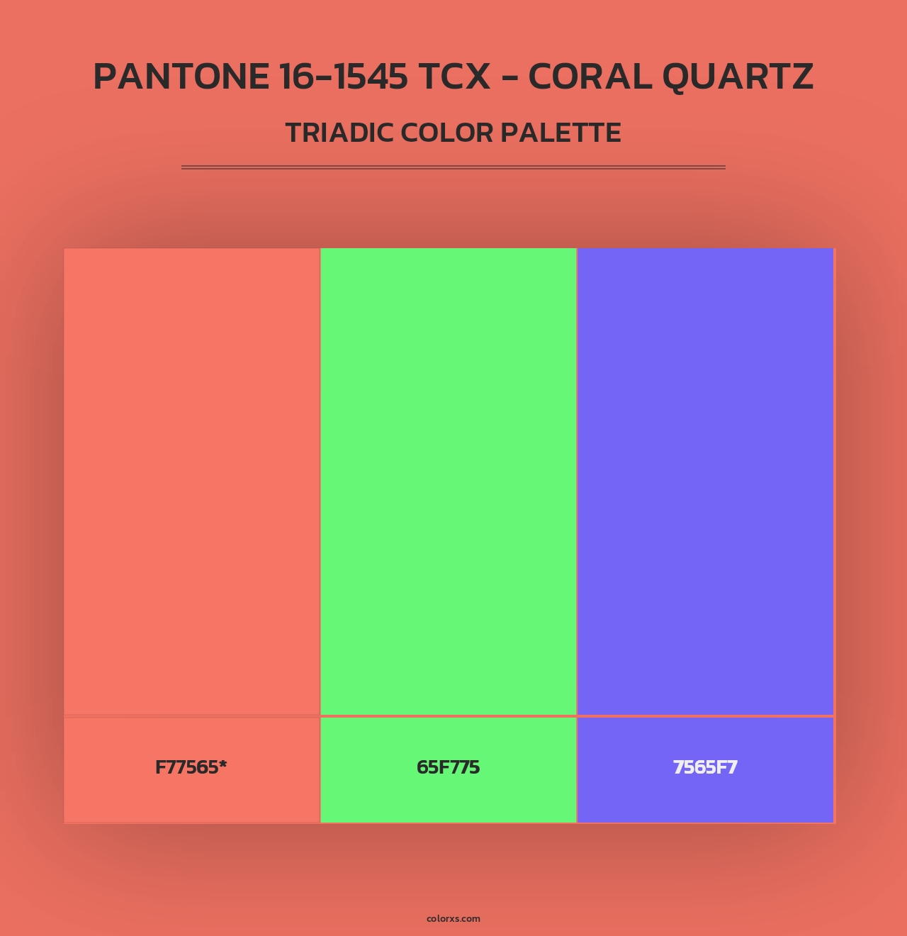 PANTONE 16-1545 TCX - Coral Quartz - Triadic Color Palette