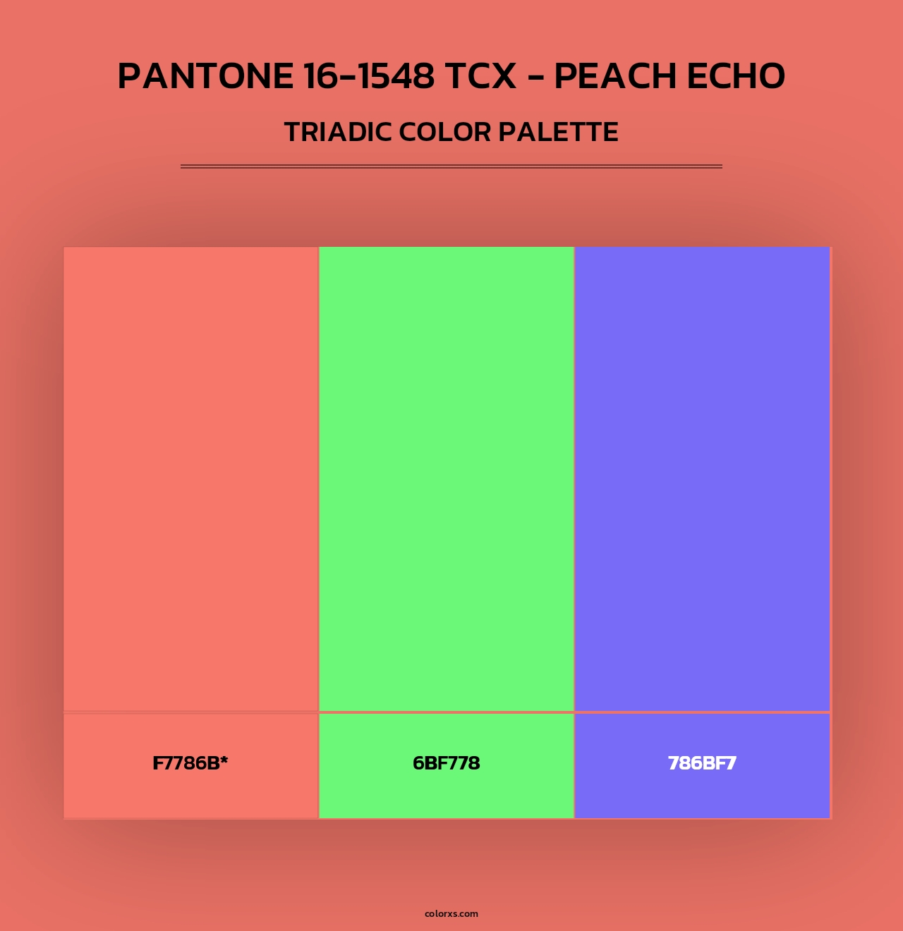 PANTONE 16-1548 TCX - Peach Echo - Triadic Color Palette