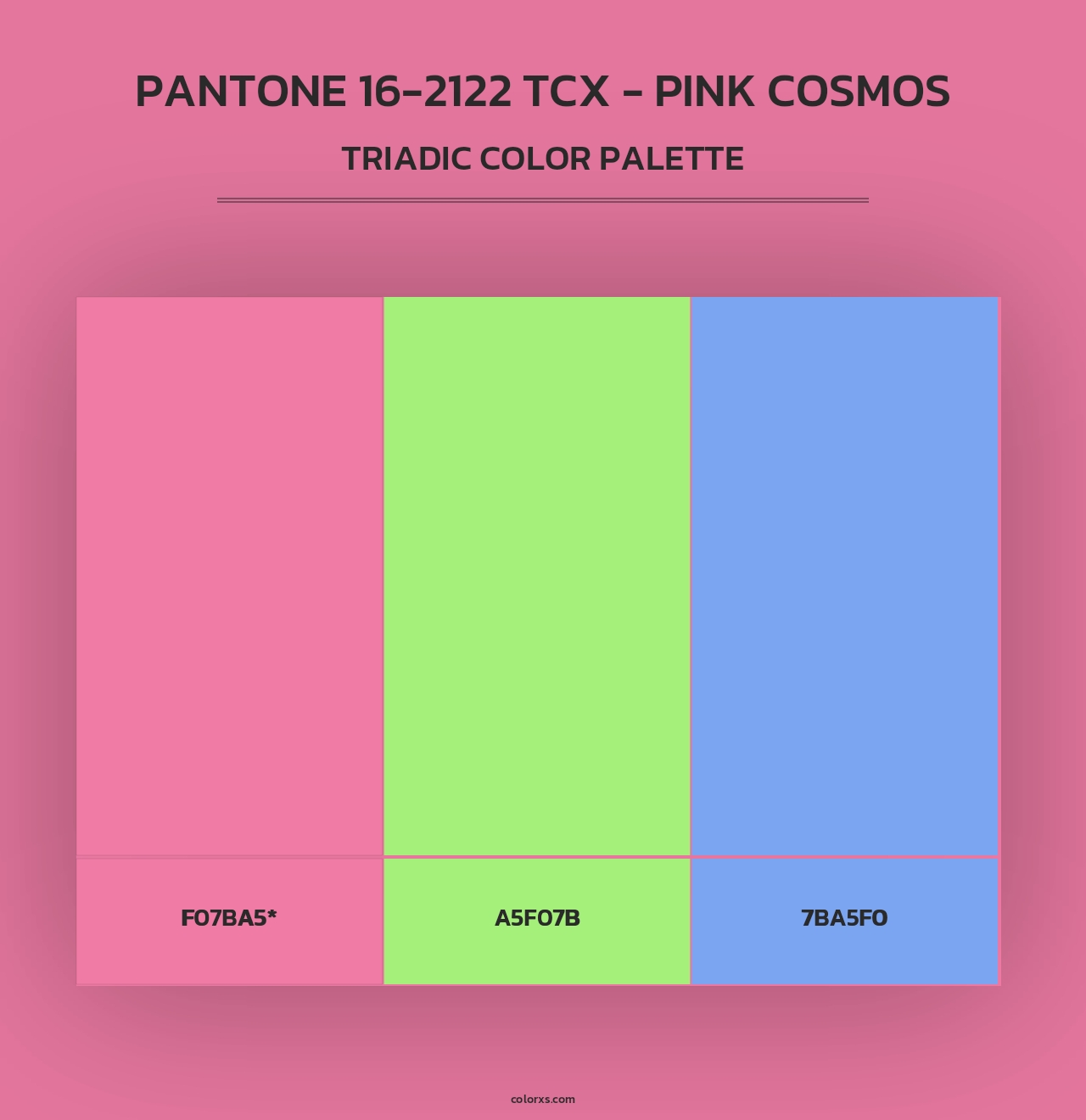 PANTONE 16-2122 TCX - Pink Cosmos - Triadic Color Palette
