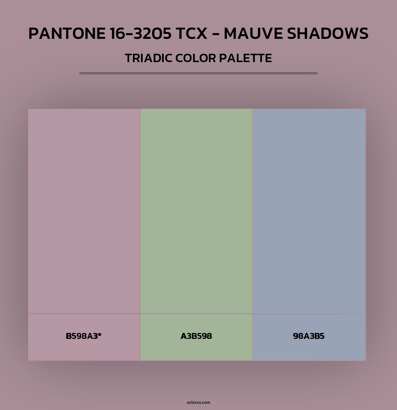 PANTONE 16-3205 TCX - Mauve Shadows - Triadic Color Palette