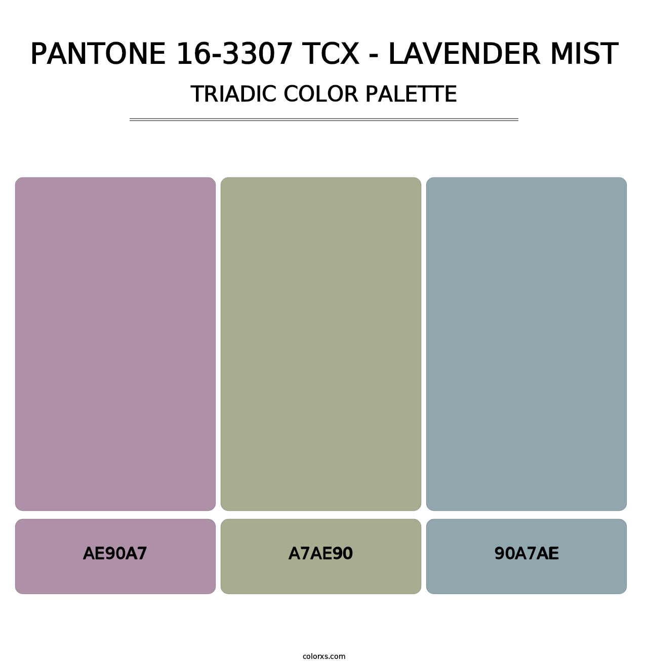 PANTONE 16-3307 TCX - Lavender Mist - Triadic Color Palette