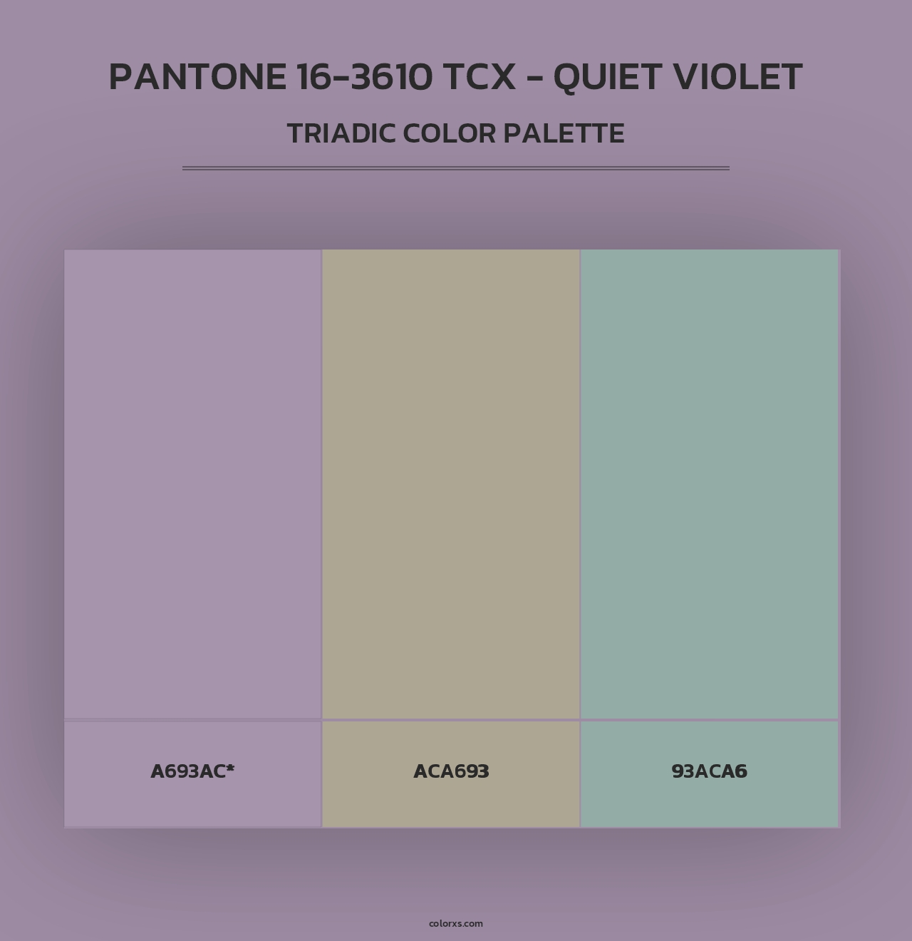 PANTONE 16-3610 TCX - Quiet Violet - Triadic Color Palette