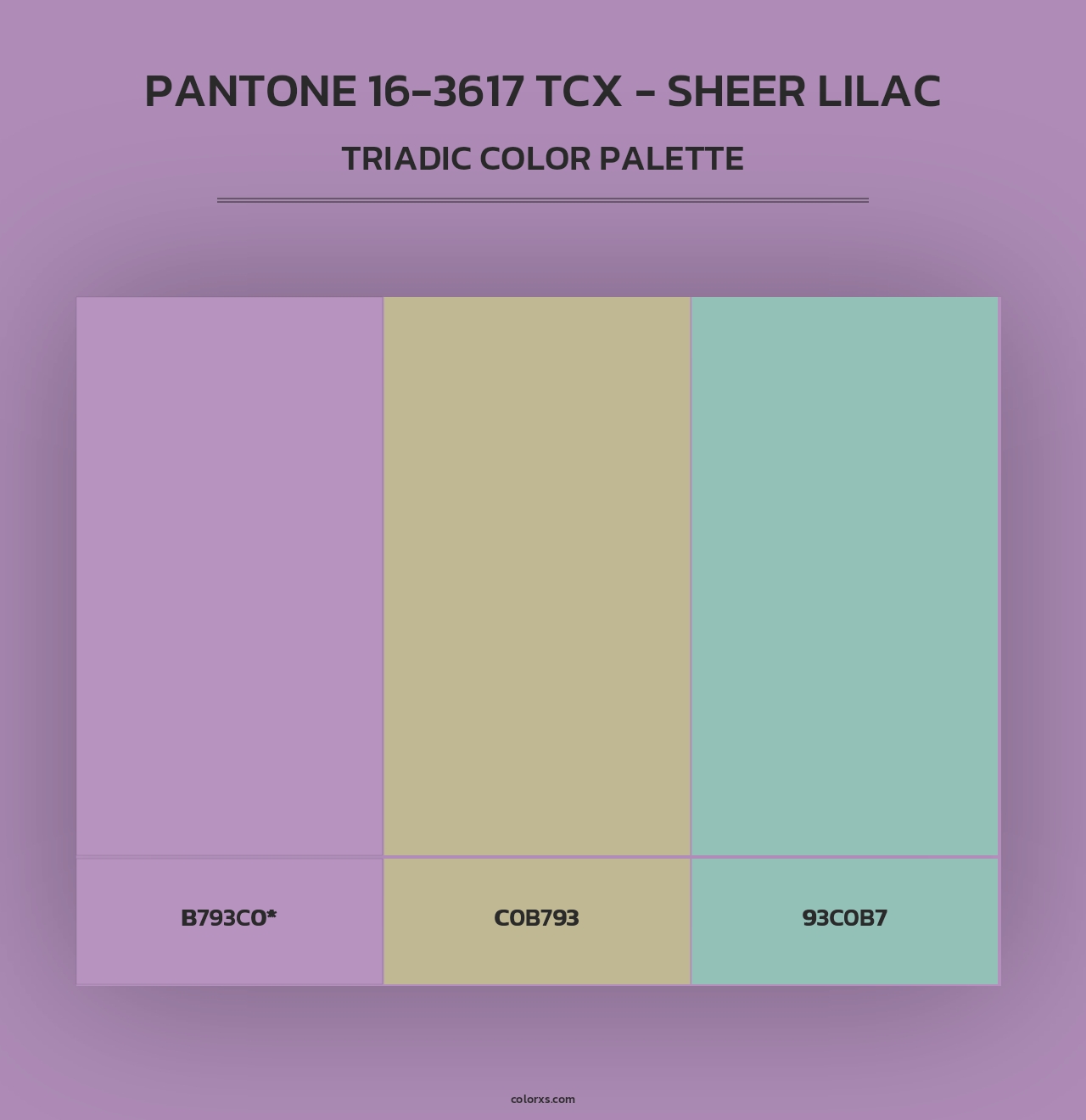 PANTONE 16-3617 TCX - Sheer Lilac - Triadic Color Palette