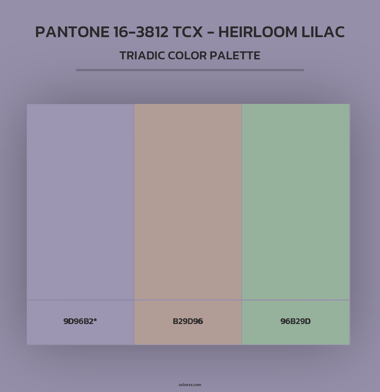 PANTONE 16-3812 TCX - Heirloom Lilac - Triadic Color Palette