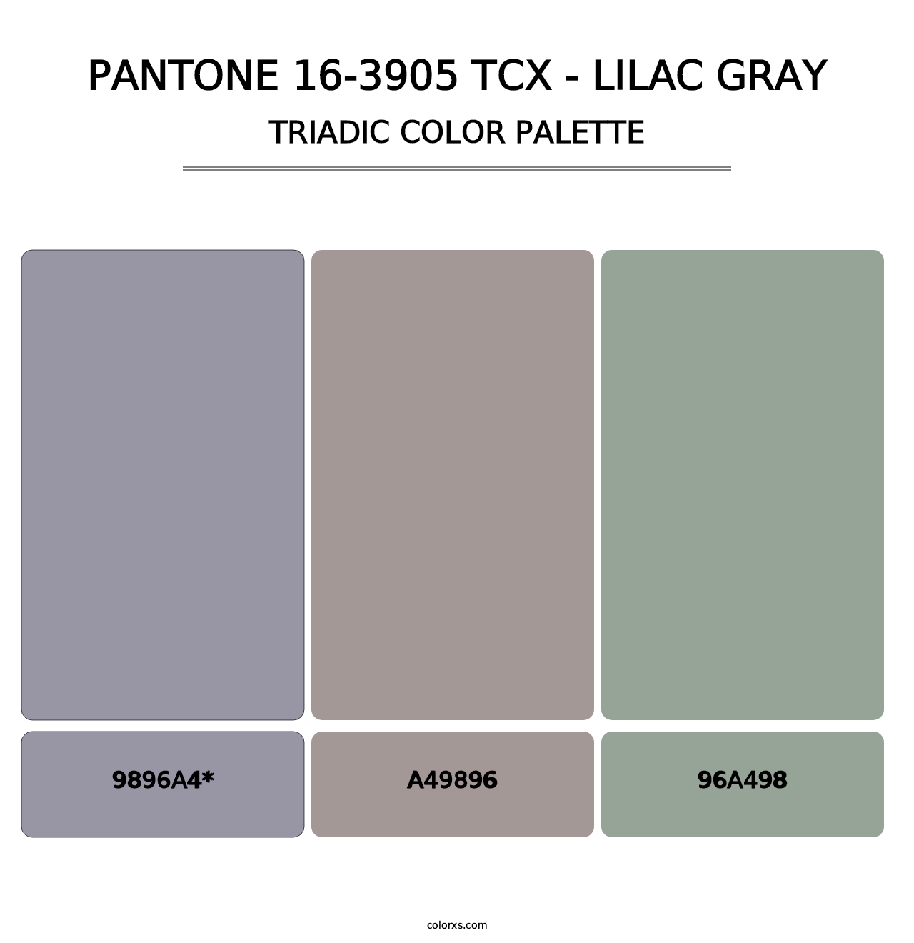 PANTONE 16-3905 TCX - Lilac Gray - Triadic Color Palette