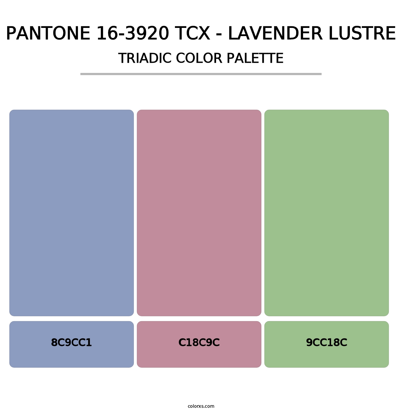 PANTONE 16-3920 TCX - Lavender Lustre - Triadic Color Palette