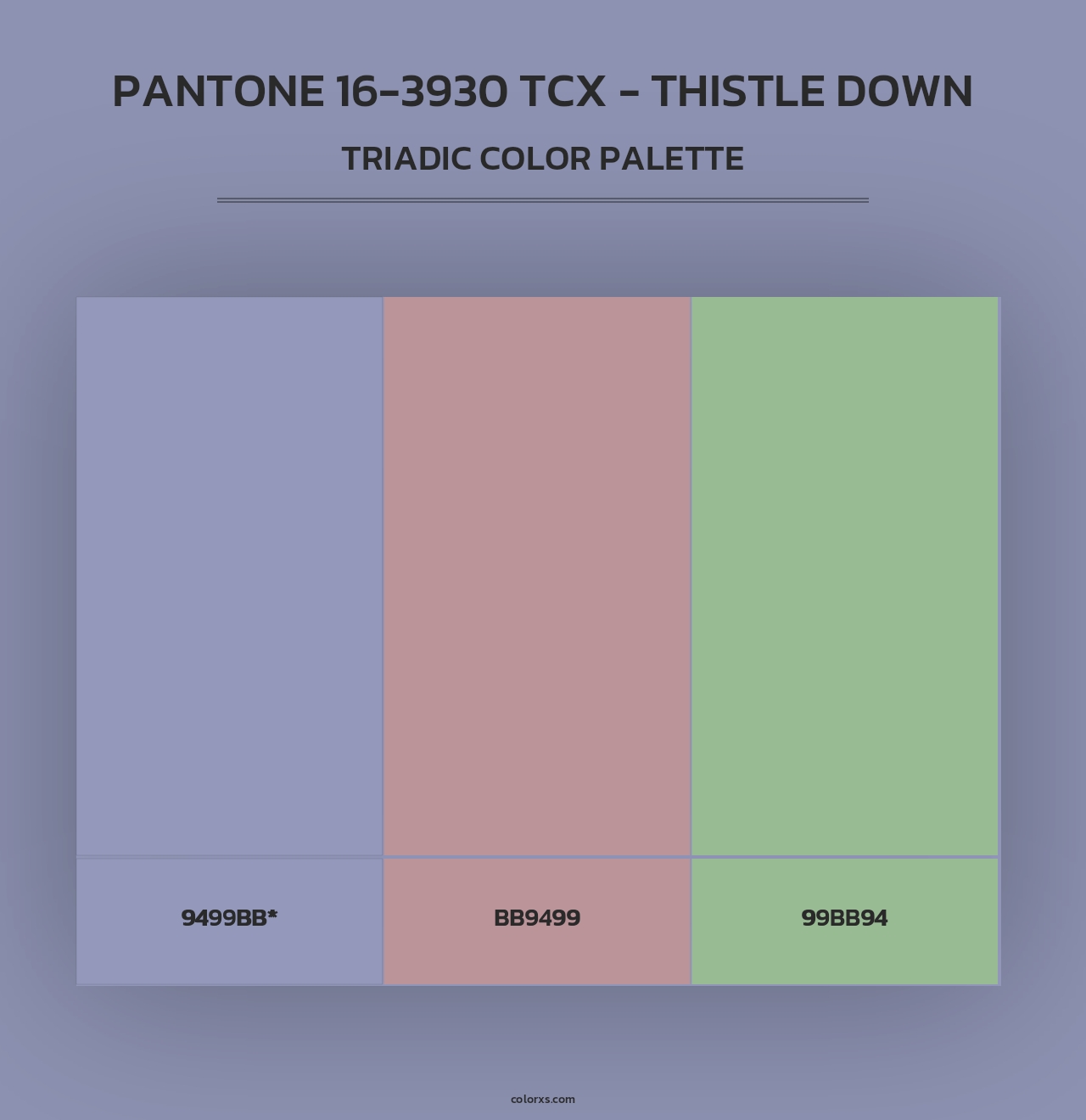 PANTONE 16-3930 TCX - Thistle Down - Triadic Color Palette
