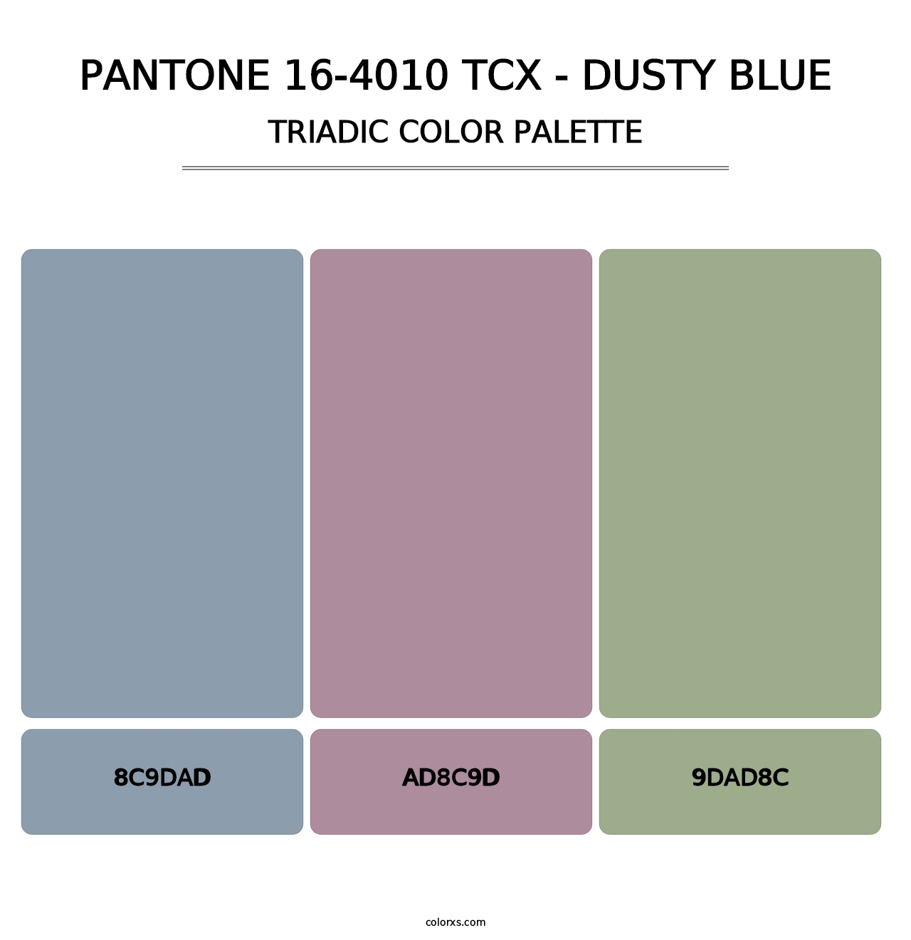 PANTONE 16-4010 TCX - Dusty Blue - Triadic Color Palette