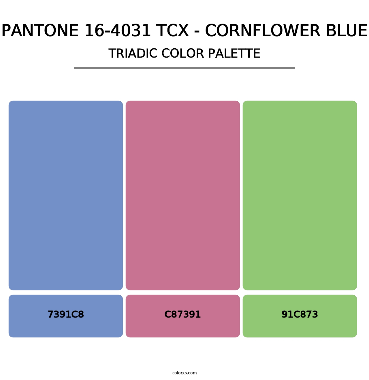 PANTONE 16-4031 TCX - Cornflower Blue - Triadic Color Palette