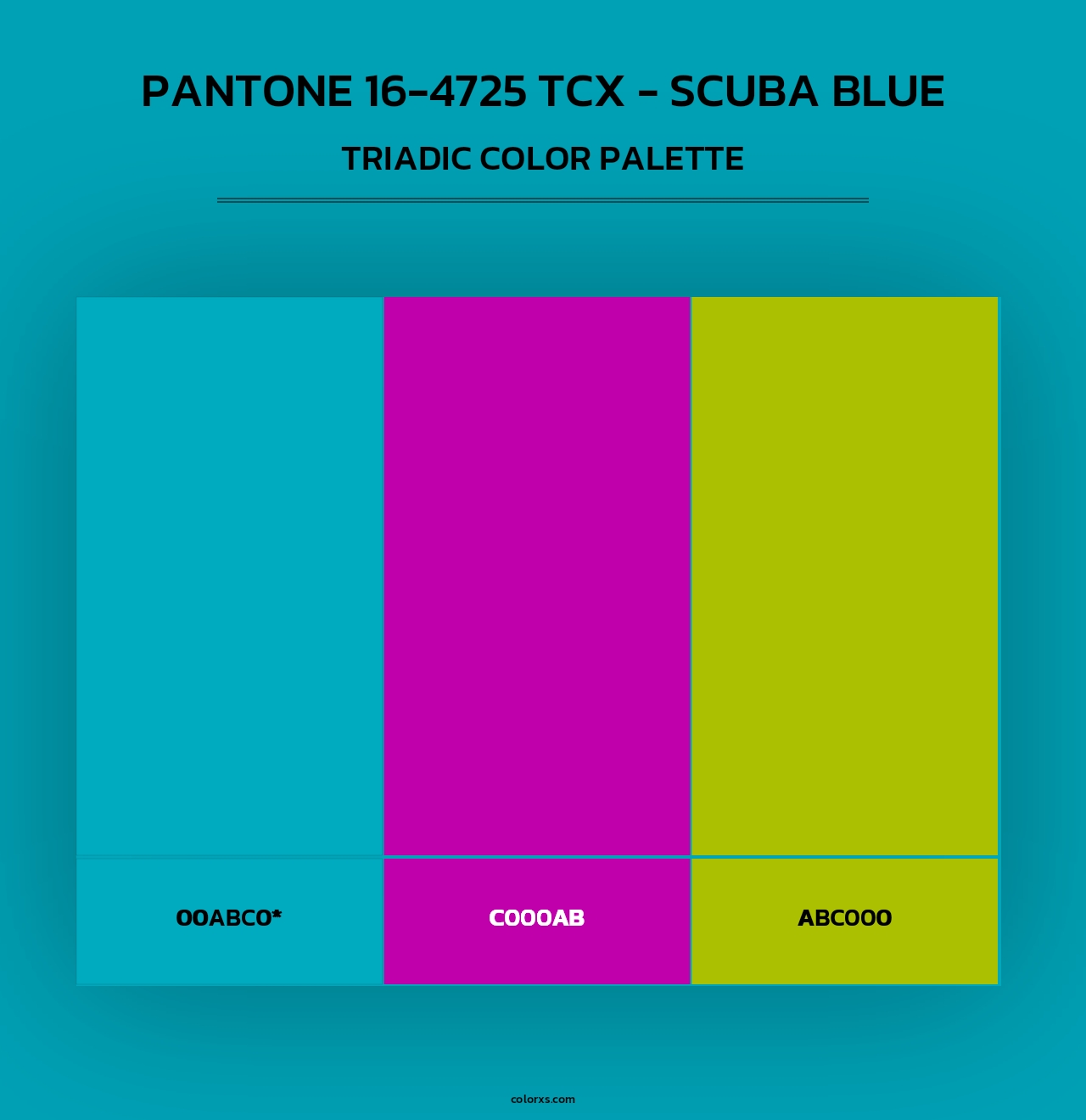 PANTONE 16-4725 TCX - Scuba Blue - Triadic Color Palette