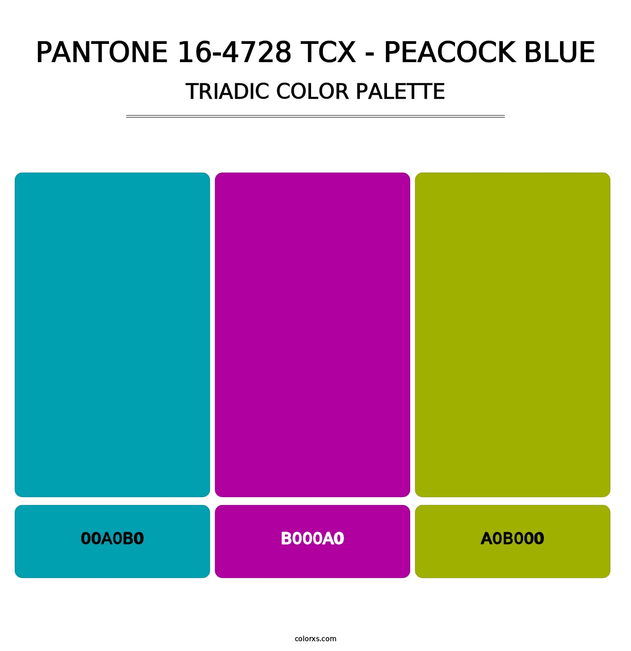 PANTONE 16-4728 TCX - Peacock Blue - Triadic Color Palette